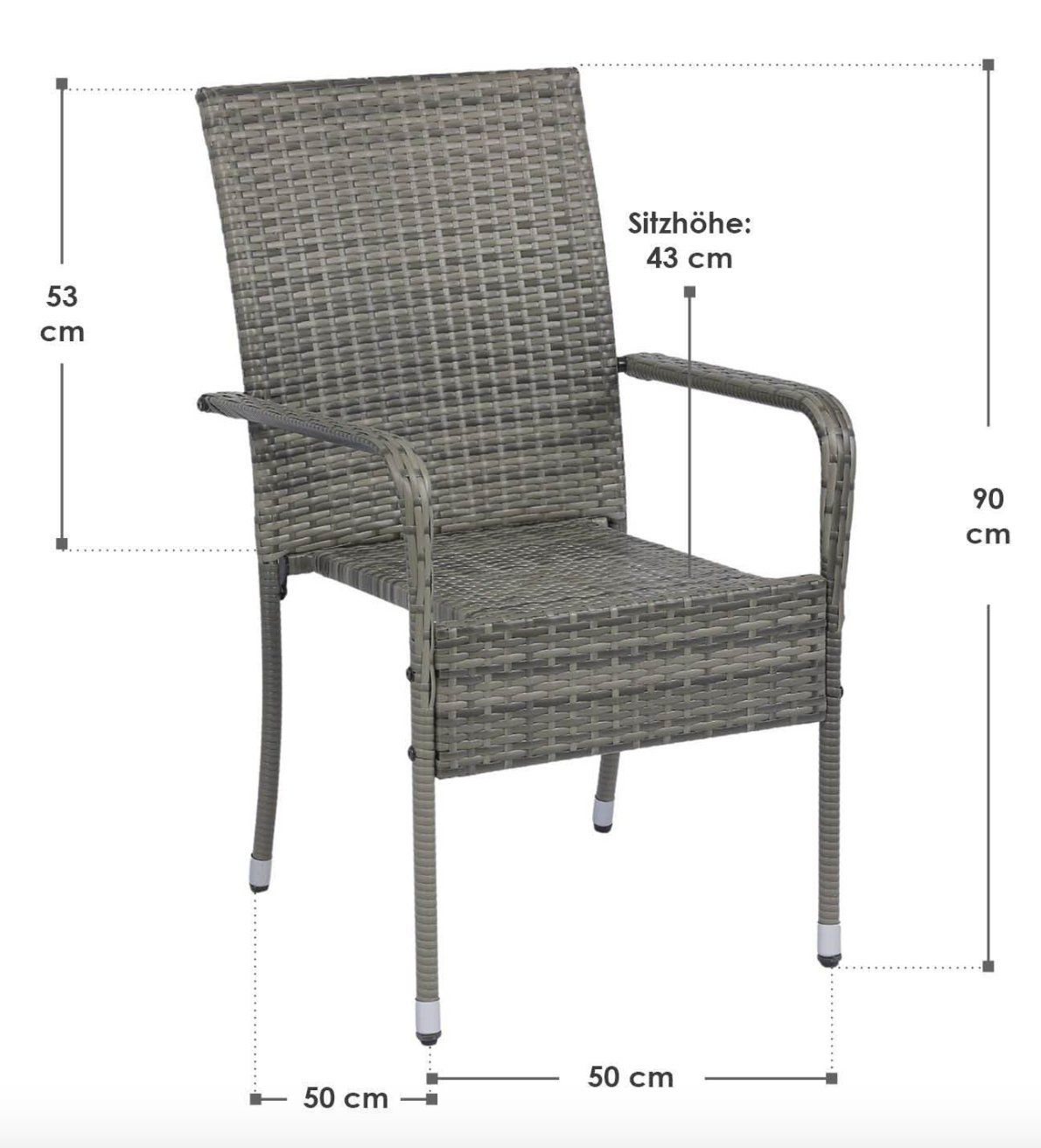 Sedie: Polyrattan Gartenstühle Yoro 4er Set Grau - Gratis Versand – Nuovo e nell'imballaggio originale da Kleinwangen venduto da meinwarenkorb.ch 5