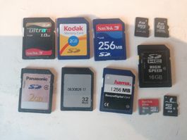diverses cartes sd  et micro sd 