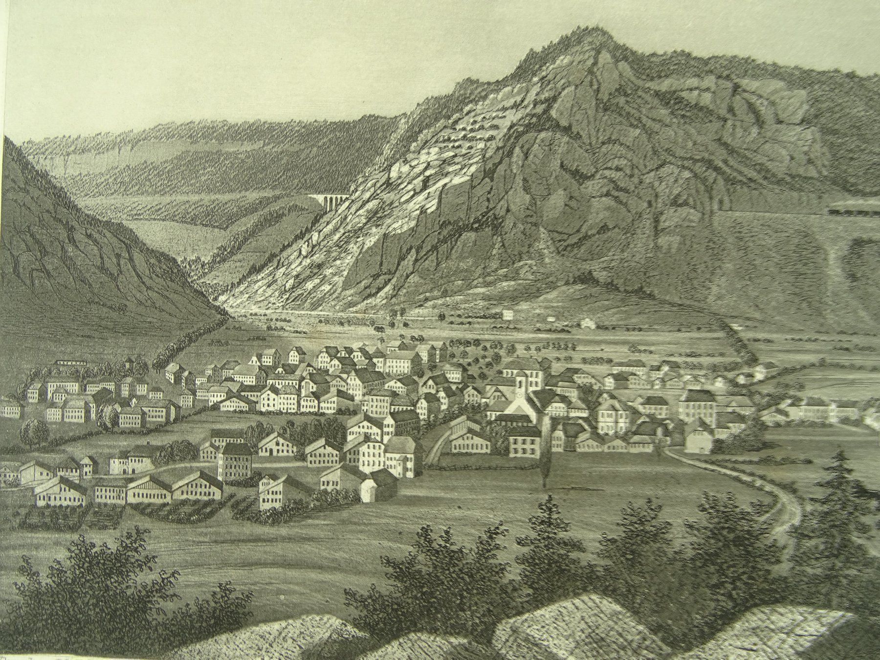 Incisioni: FLEURIER, AQUATINTA 1865 – Usato da Grüningen venduto da Kartensammler 2