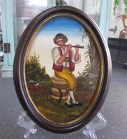 Appenzeller Bauernmalerei "Flötenspieler" V. Keller Öl/Holz