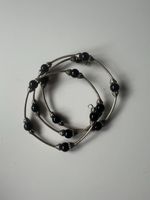 Silberarmband mit schwarzen Achat-Steinen. neu