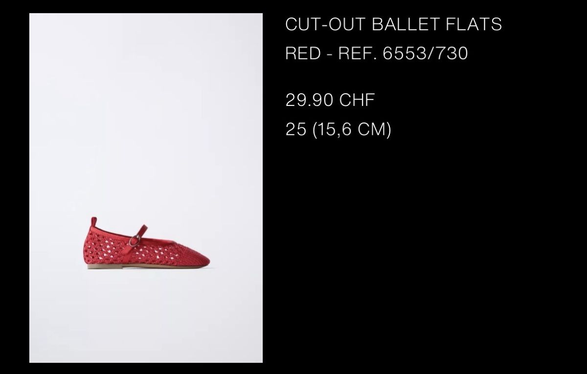 Zara Schuhe für Mädchen: Red Cut-out Ballet Flats Size 25 15.6cm – Gebraucht aus Zollikon von Amberina 1