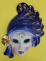 Deko Fasnacht-/Karnevalsmaske Blau Venedig Porzellan/Keramik