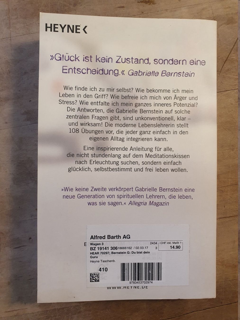Bücher: Du bist dein Guru Gabrielle Bernstein Heyne – Gebraucht aus Zürich von loosebone 1