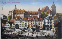 Postkarte Basel-Barfüsserplatz um 1900