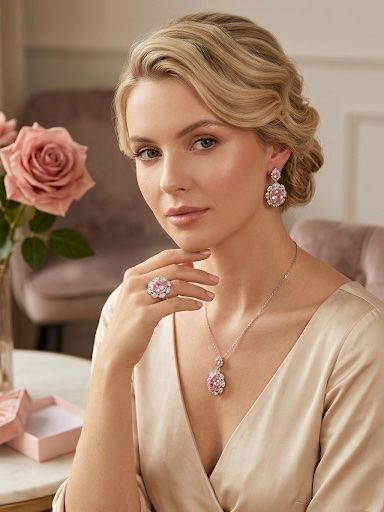 Altri gioielli: Ensemble bijoux rose scintillant – Nuovo e nell'imballaggio originale da St-Maurice venduto da Sandrinette123 1
