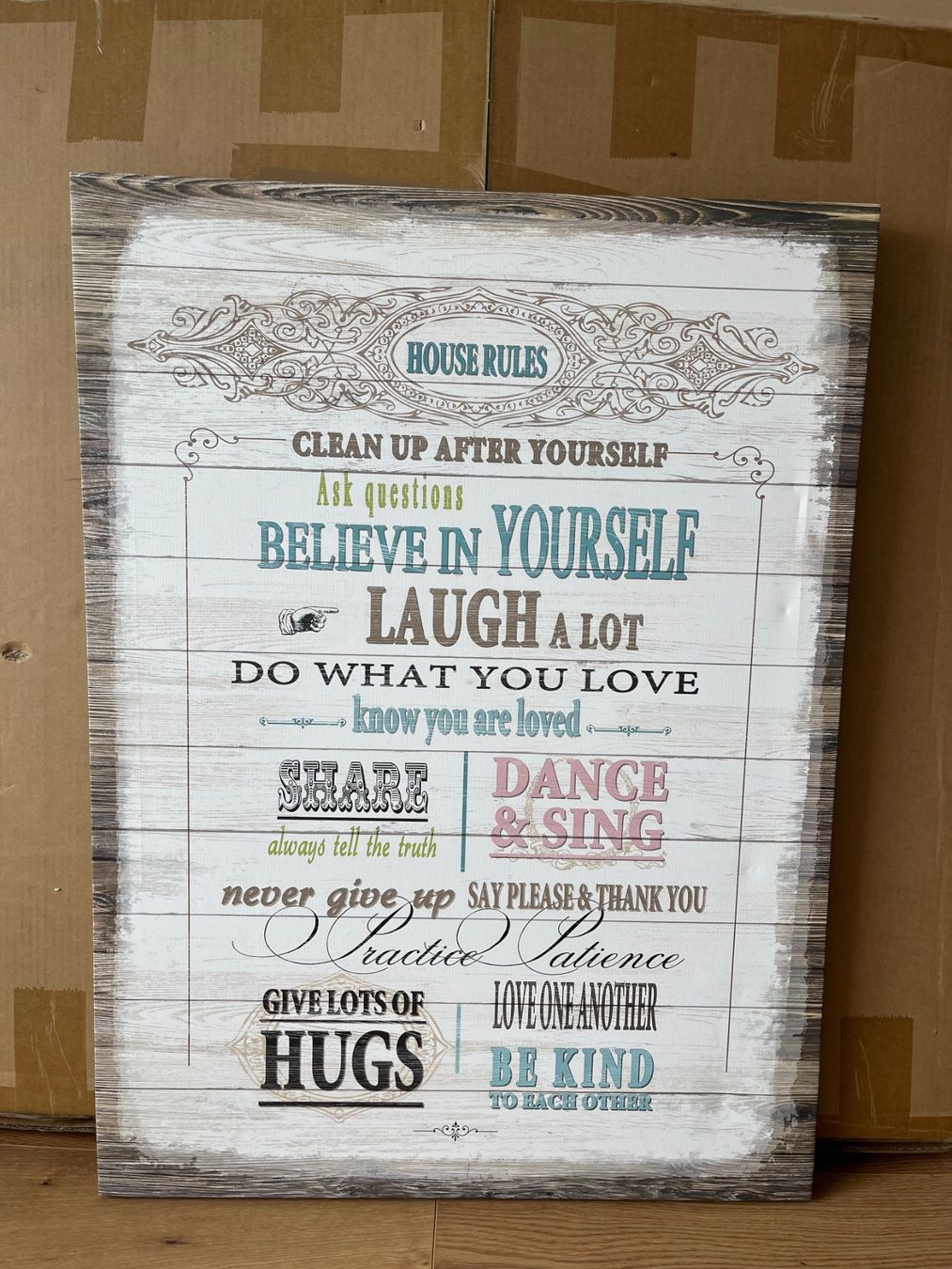 Tutte le decorazioni: Tableau décoratif "House Rules" - ambiance chaleureuse! – Nuovo (secondo la descrizione) da Nyon venduto da sam_vt7r