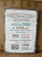 Tableau décoratif "House Rules" - ambiance chaleureuse!