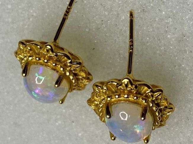 Orecchini pendenti & Orecchini a lobo: Goldene Ohrstecker mit Opal - 925 Silber Wunderschön & NEU – Nuovo (secondo la descrizione) da St. Gallen venduto da GIULESGG 3