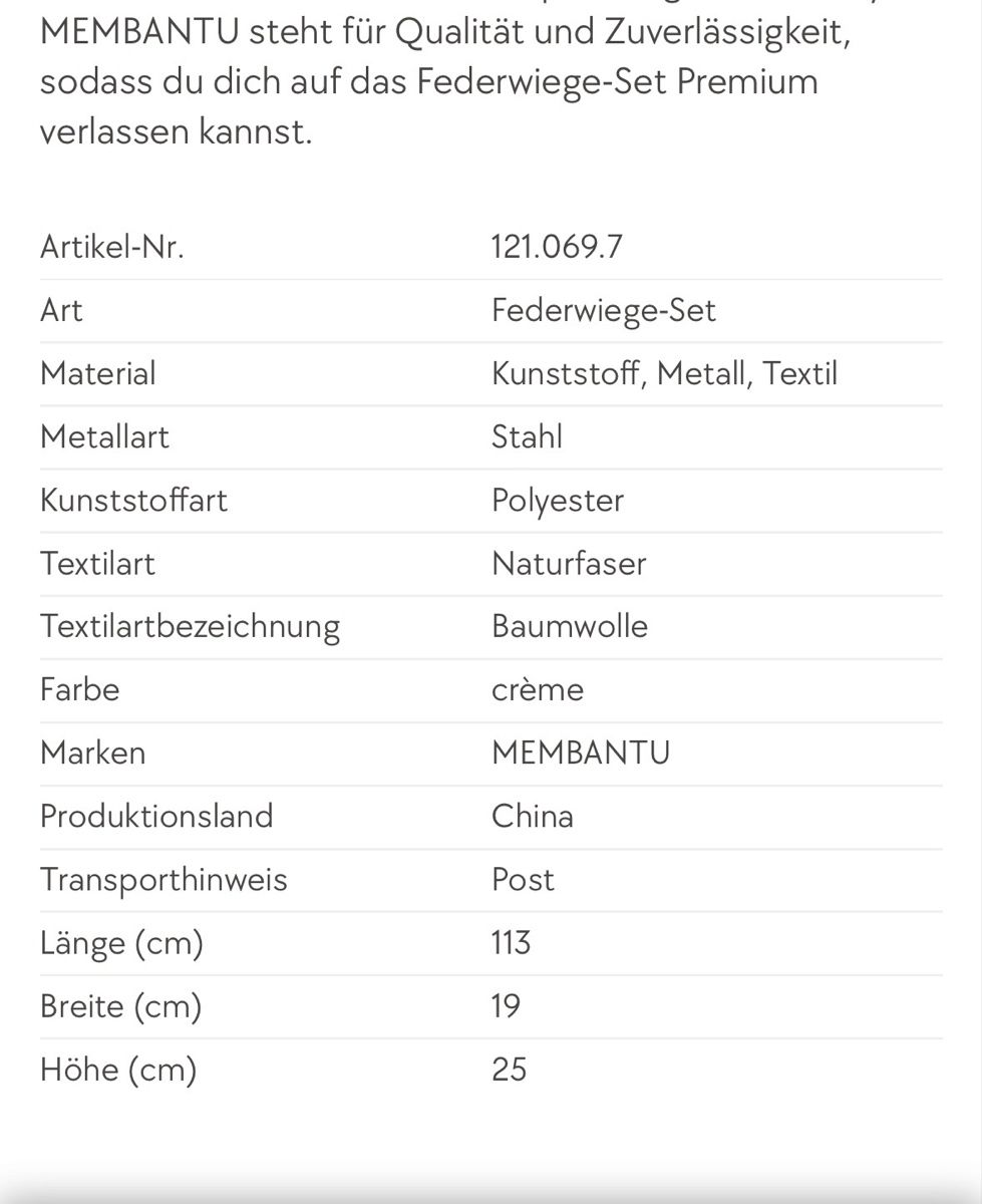 Sdraiette & Sdraiette a dondolo: MEMBANTU - Federwiege – Nuovo (secondo la descrizione) da Wallisellen venduto da gos_pd8y 5