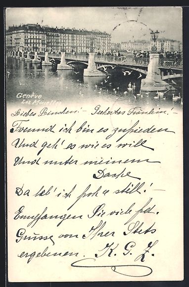 Ansichtskarten: AK Genève, Les Mouettes, 1898 – Gebraucht aus Berlin von bartko-reher
