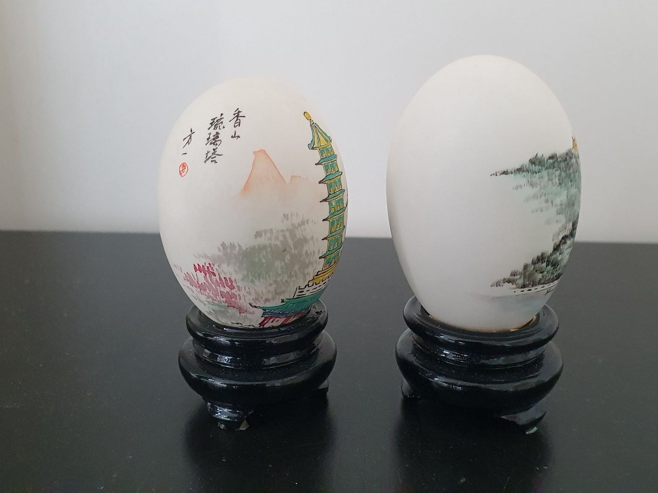 Statuette: 2 antike, chinesische Eier/handbemalt/gemarkt – Usato da Glattfelden venduto da sessa123 1