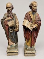 Antike Heiligenfiguren, Holzfiguren, 2 Stk., Rarität!