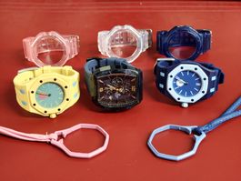 3 moderne Design-Armbanduhren markenloses Design ab 1CHF