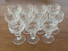 Kristall Schnapsglaeser Set, 11 Stk, Vintage Look, Top!