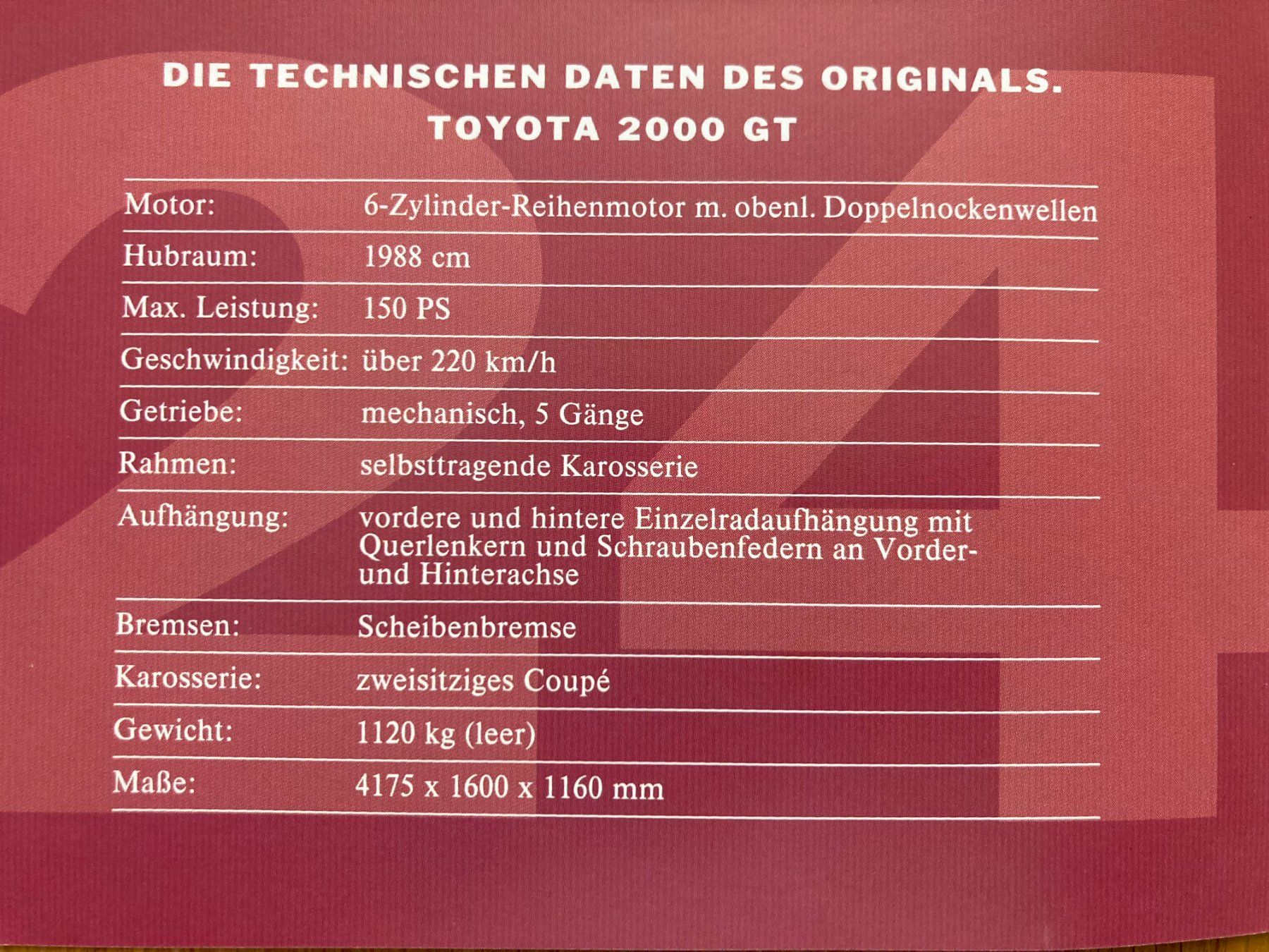 Toyota Modellini d'auto: Toyota GT 2000 – Nuovo e nell'imballaggio originale da Altenrhein venduto da Tribun75 3