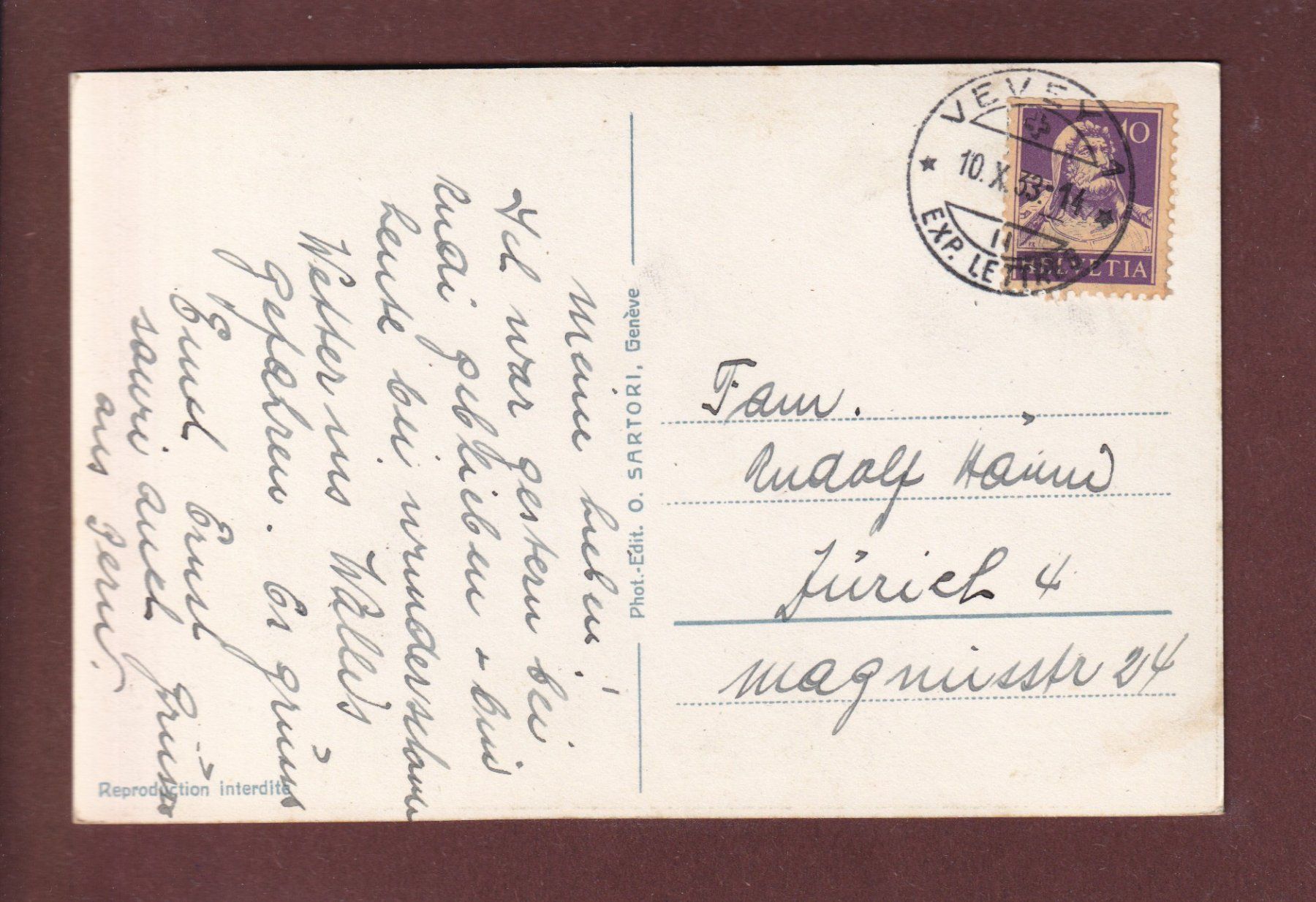 Cartoline postali: VEVEY - Les quais - 1933 – Usato da Pully venduto da nicecards 1