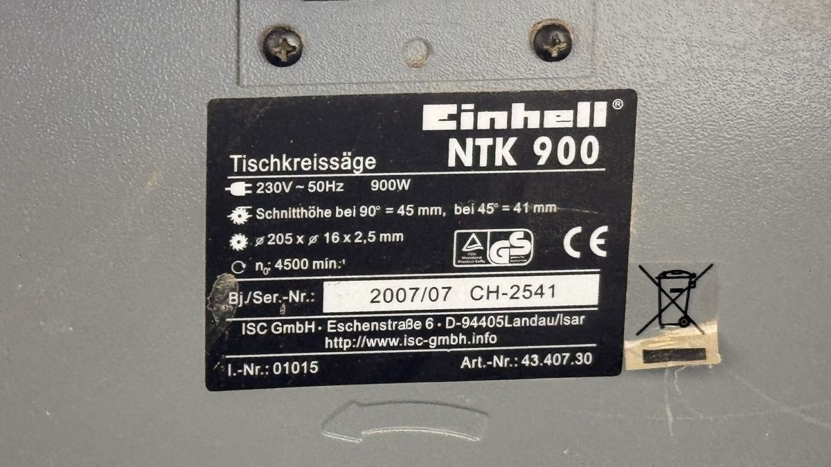 Einhell Scies: Einhell Tischkreissäge NTK 900 – D'occasion à Weesen par Hahniv 2