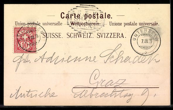 Cartoline postali: Litho Interlaken, Ortsansicht mit Jungfr – Usato da Berlin venduto da bartko-reher 1