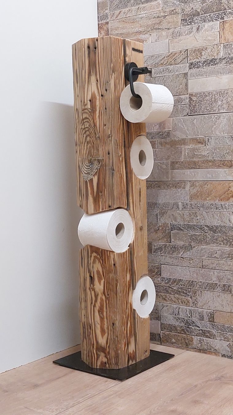 WC: Rustikaler WC-Rollenständer aus einem Altholzbalken – Nuovo e nell'imballaggio originale da Egnach venduto da Oldwoodstyle 6