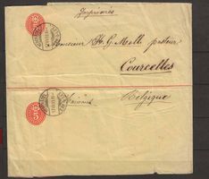 F001 - Entier postal 1893 de Neuchatel à Courcelles Belgique