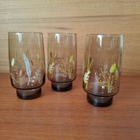 3 verres fumé vintage motif 1960