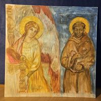 Gemälde Heiliger Franziskus und Heilige Klara, 27x27 cm