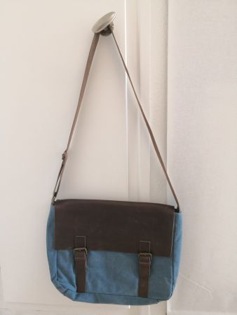 🤩LEDER & STOFF TASCHE BLAU