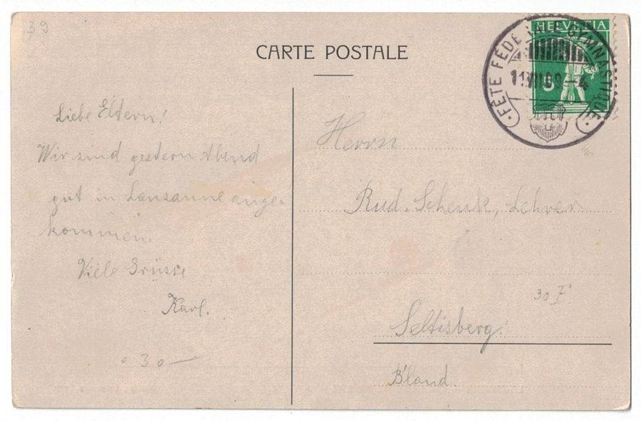 Cartoline postali: Lausanne, Collège de Prélaz, circulée 1909 – Usato da Frauenfeld venduto da POML 1
