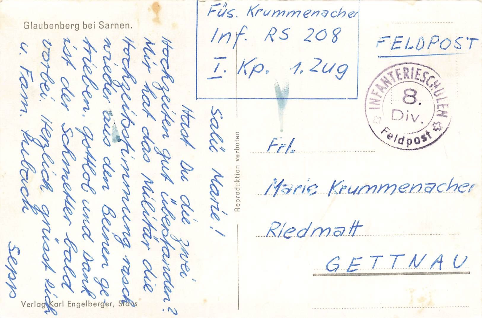 Cartoline postali: Glaubenberg – Usato da Biasca venduto da Blenio71 1