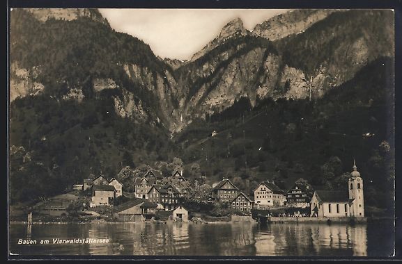 Cartes postales: Bauen /Vierwaldstättersee, Ortspanorama – D'occasion à Berlin par bartko-reher