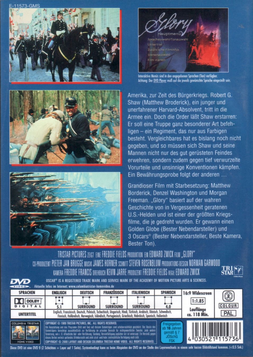 Tutti i DVDs: DVD: Glory (mit: Matthew Broderick, Denzel Washington) – Usato da Tägerig venduto da fil_f8k6 1