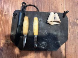  Set Holzmesser mit Ledertuch