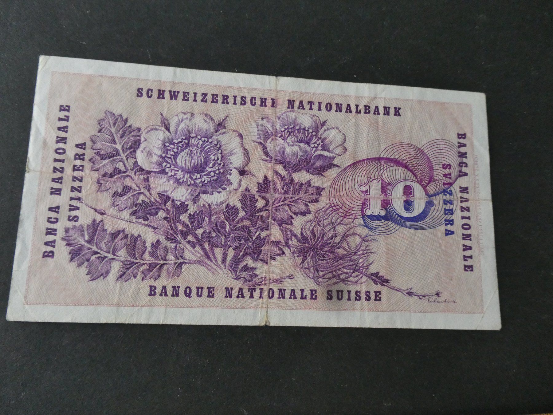 Banconote: Schweiz 1977, 10 Franken – Usato da Hinterforst venduto da Rohusri 1