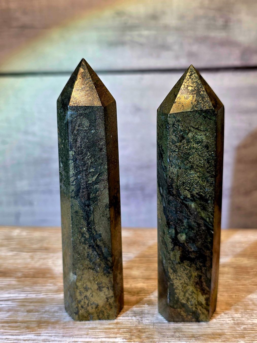 Minerali & Pietre curative: 2 Pyrit Obelisken 10.5 cm ca. 250g – Nuovo e nell'imballaggio originale da Matzingen venduto da Shay_Crystalz 1