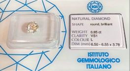Natur Diamant 0,95 CT Brillant L-VS1 IGI Zertifikat Nr. 437