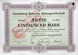 Gesenberg-Brauerei AG, Elberfeld - 1922