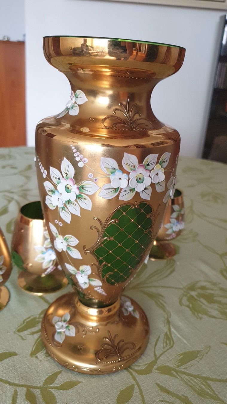 Caraffe: Gold Dekanter mit 4 Gläsern, handbemalt – Nuovo (secondo la descrizione) da Muttenz venduto da Glaucos 3