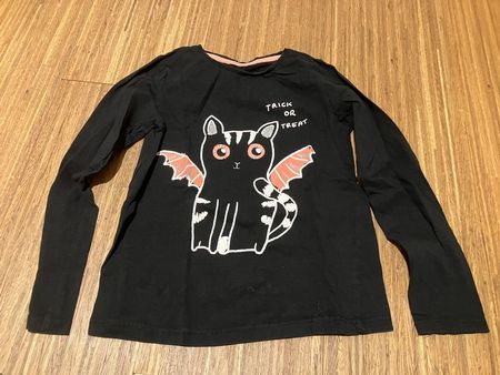 Halloween Shirt Katzen-Fledermaus, Langarm, Grösse 122/128