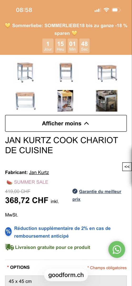 Cucine complete: Chariot de cuisine Jan Kurtz – Nuovo (secondo la descrizione) da Châbles FR venduto da Chanao 4