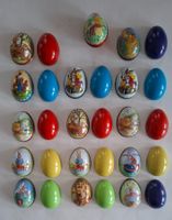 Blech Ostereier Vintage diverse Farben und Sujets, 15 Stück