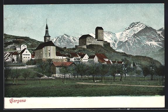 Cartoline postali: AK Sargans, Ortsansicht mit Festung – Usato da Berlin venduto da bartko-reher