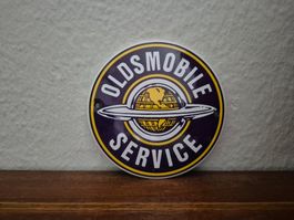 Emailschild Oldsmobile Service Logo Werkstatt Emaille Schild