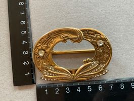 Gürtelschnalle goldfarbig mit Strass