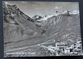 Julier-Hospiz/ Blick ins Val Agnelli, Postauto, ca. 1950