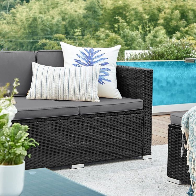 Divani: Gartenmöbel Polyrattan Ecksofa Schwarz Grau HELIOS – Nuovo e nell'imballaggio originale da Lachen SZ venduto da MAMORU-MOEBEL 5