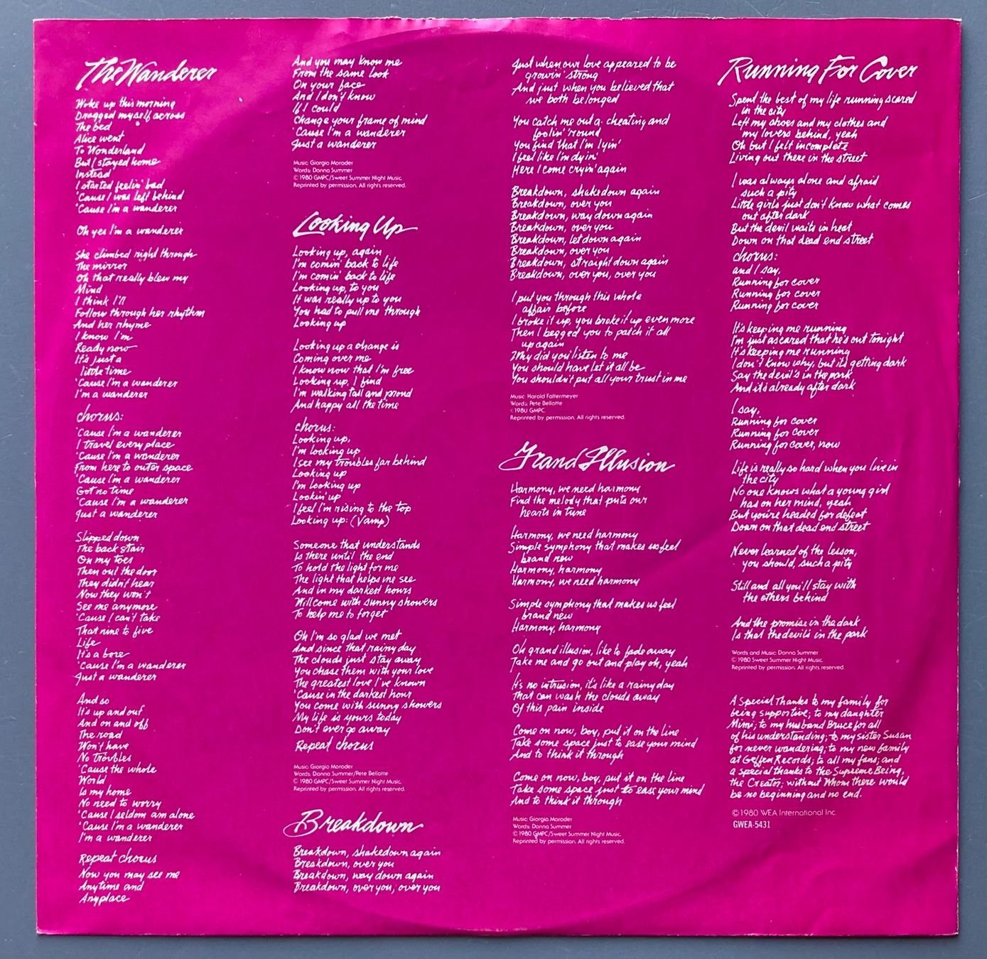 Vinyles: DONNA SUMMER - THE WANDERER = VAGABUNDA – D'occasion à Poliez-Pittet par Newtown-Records 2