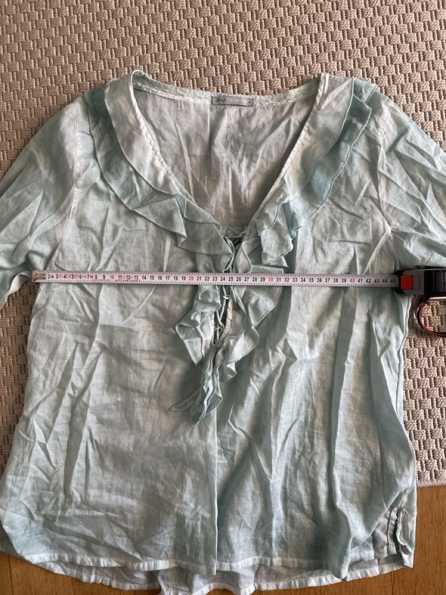 Nile Camicette: Bluse, Nile, Türkis mit Rüschen, M – Usato da Solothurn venduto da Bobesch08 6