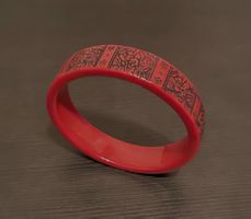 Roter Armreif Armband mit Blumen Muster - Boho Ethno 🌹