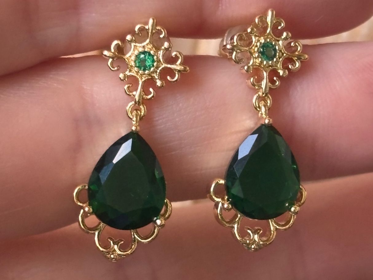 Ohrringe & -stecker: Boucles d'oreille pierre émeraude – Neu (gemäss Beschreibung) aus Lausanne von mel2dreams